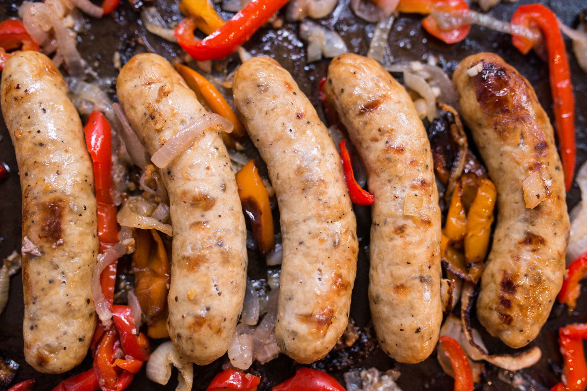 Bratwurst with Peppers and Onions