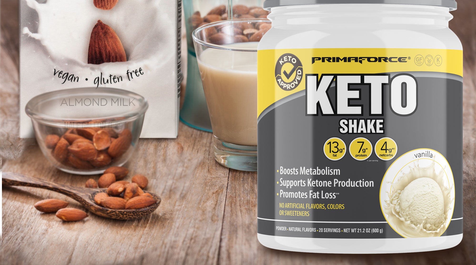 PrimaForce KetoShake and Almond Milk